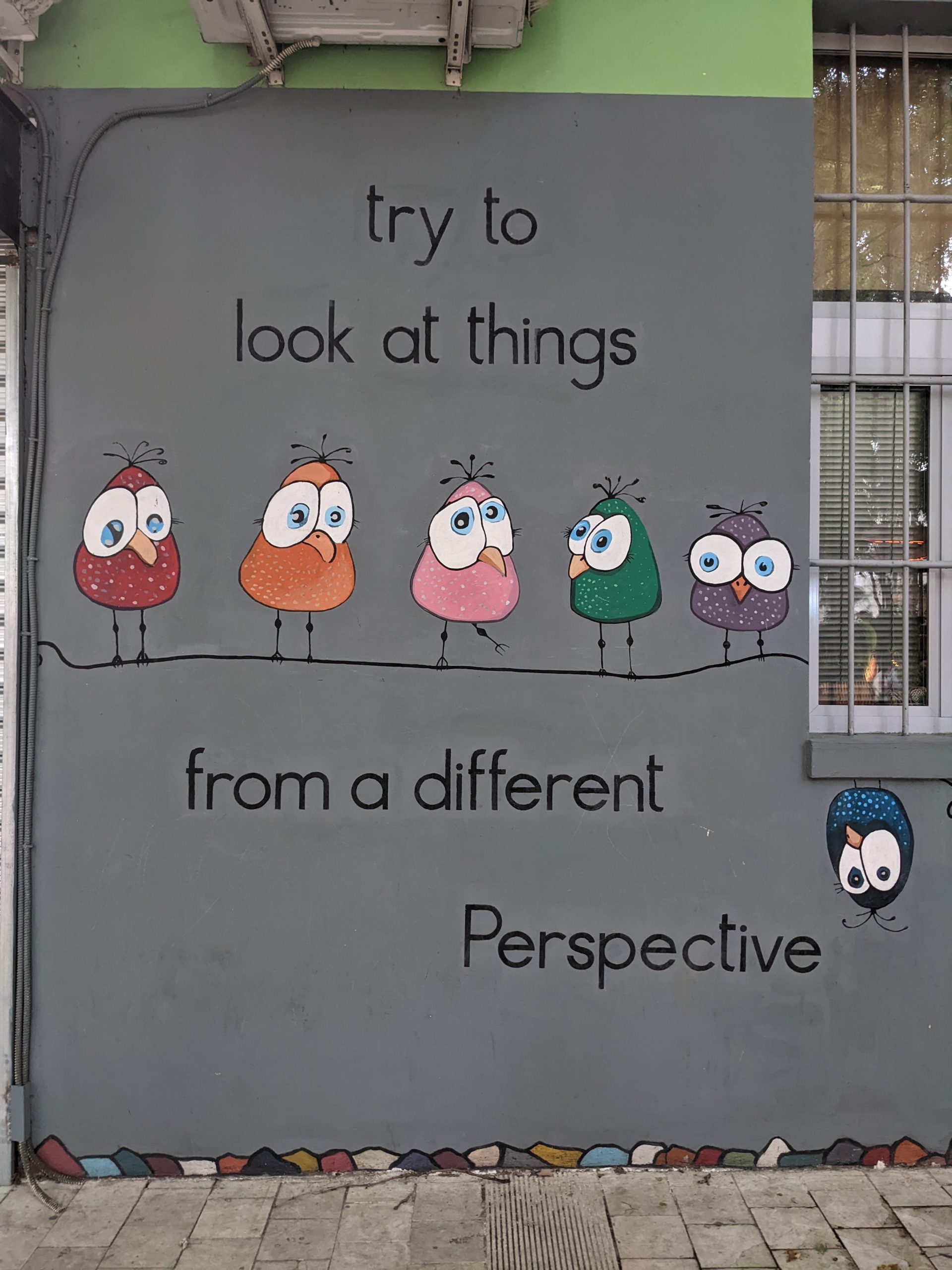 Street art of cartoon birds