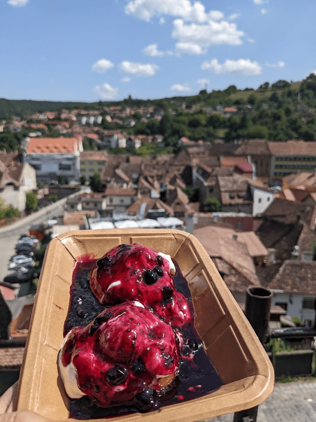 papanasi with a view - top thing to do in sighisoara