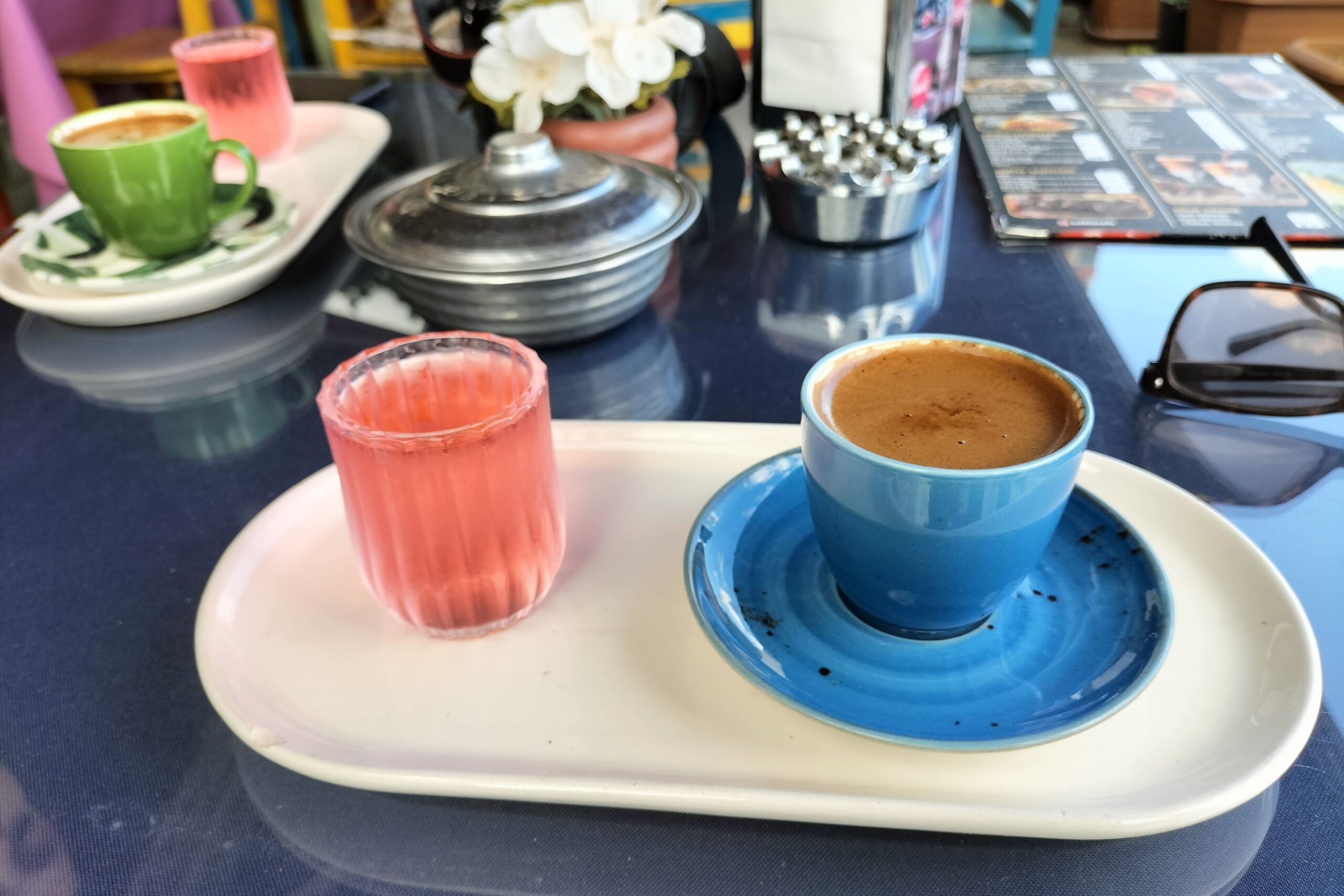 Turkish coffee with rose syrup
