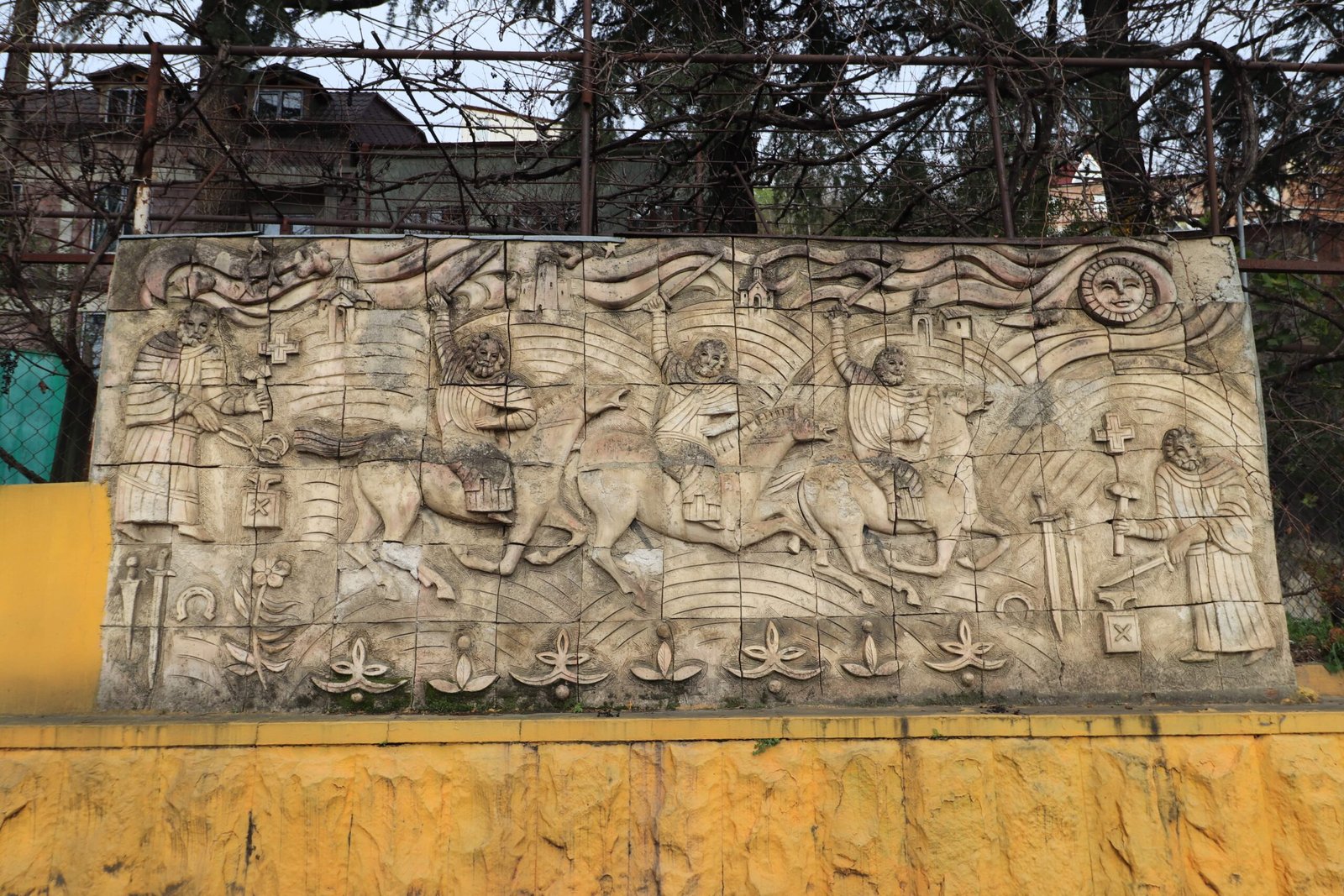 Wissol petrol station soviet frieze, things to do in kutaisi