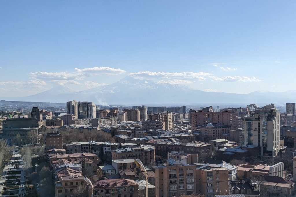 views over yerevan and mount ararat from the top of the cascade, things to do in yerevan