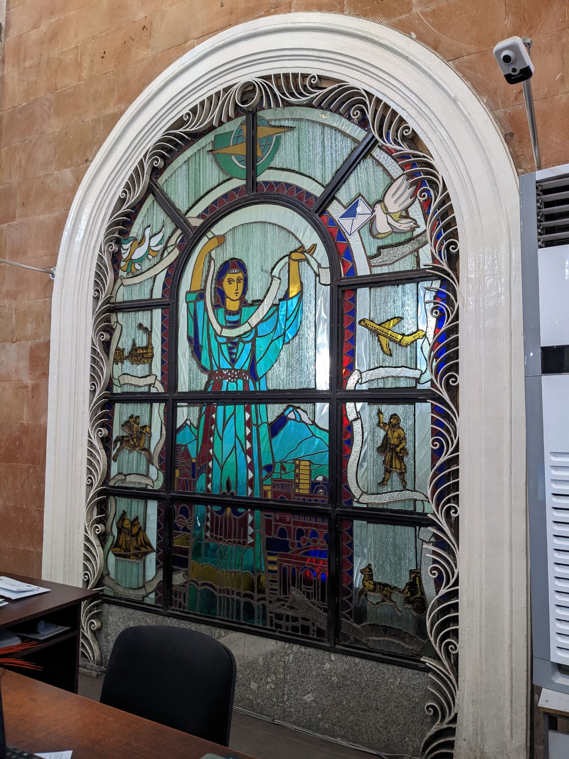 soviet stained glass in yerevan post office