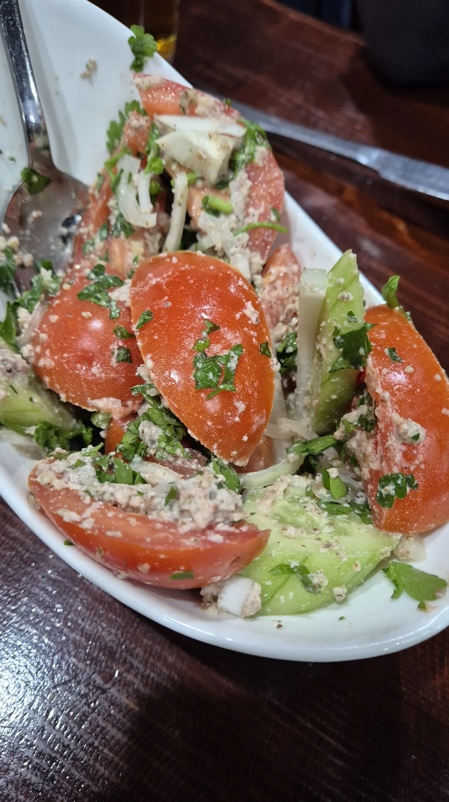 Tomato and cucumber salad from Veliaminov