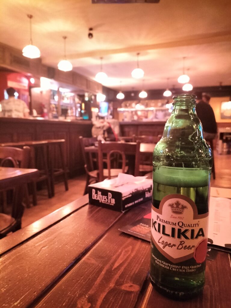 Kilikia beer in the Beatles Pub in Yerevan