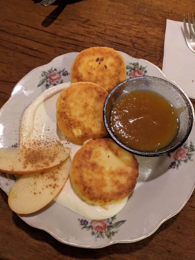 syrniki with apricot jam from Mama Jan, Yerevan