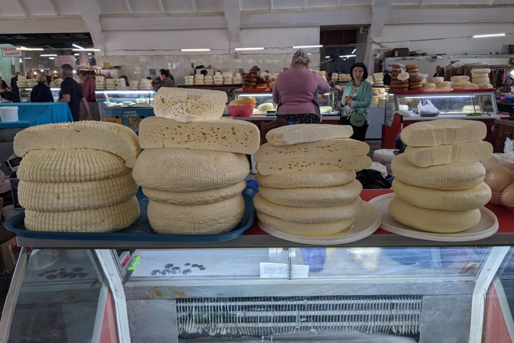 georgian cheese at a market in kutaisi