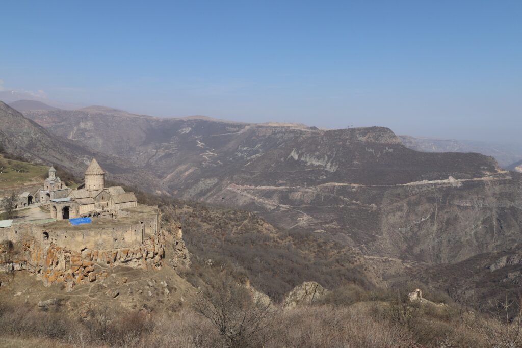 tatev monastery overlooking a canyon