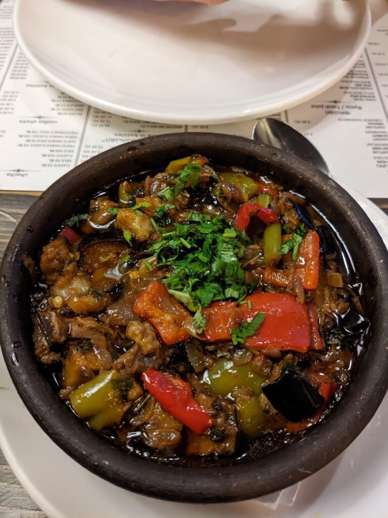 ajapsandali ajapsandali, Georgian veg stew of peppers, aubergine, tomatoes, onions, and herbs