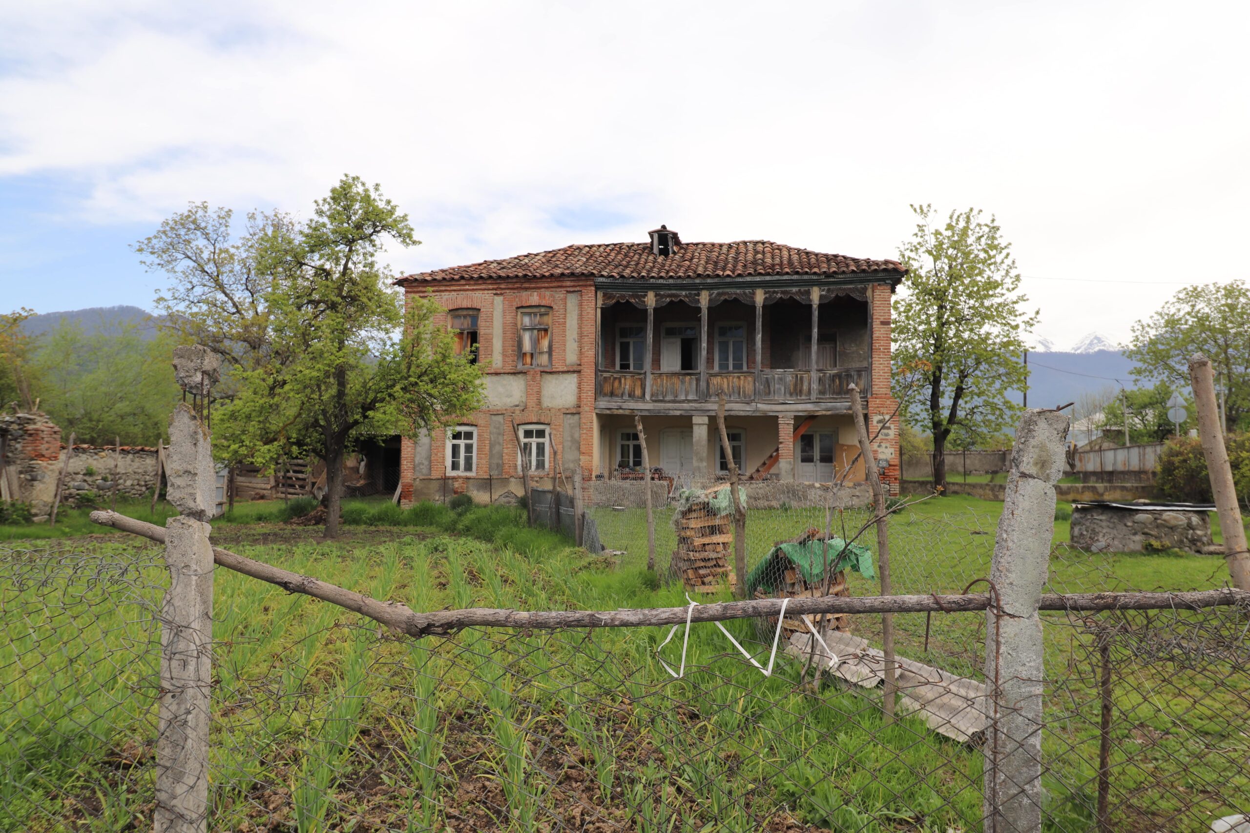 pankisi valley building with classic Georgian balconies