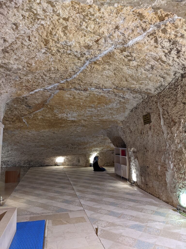 the simple interior of Prophet Abraham's cave in sanliurfa