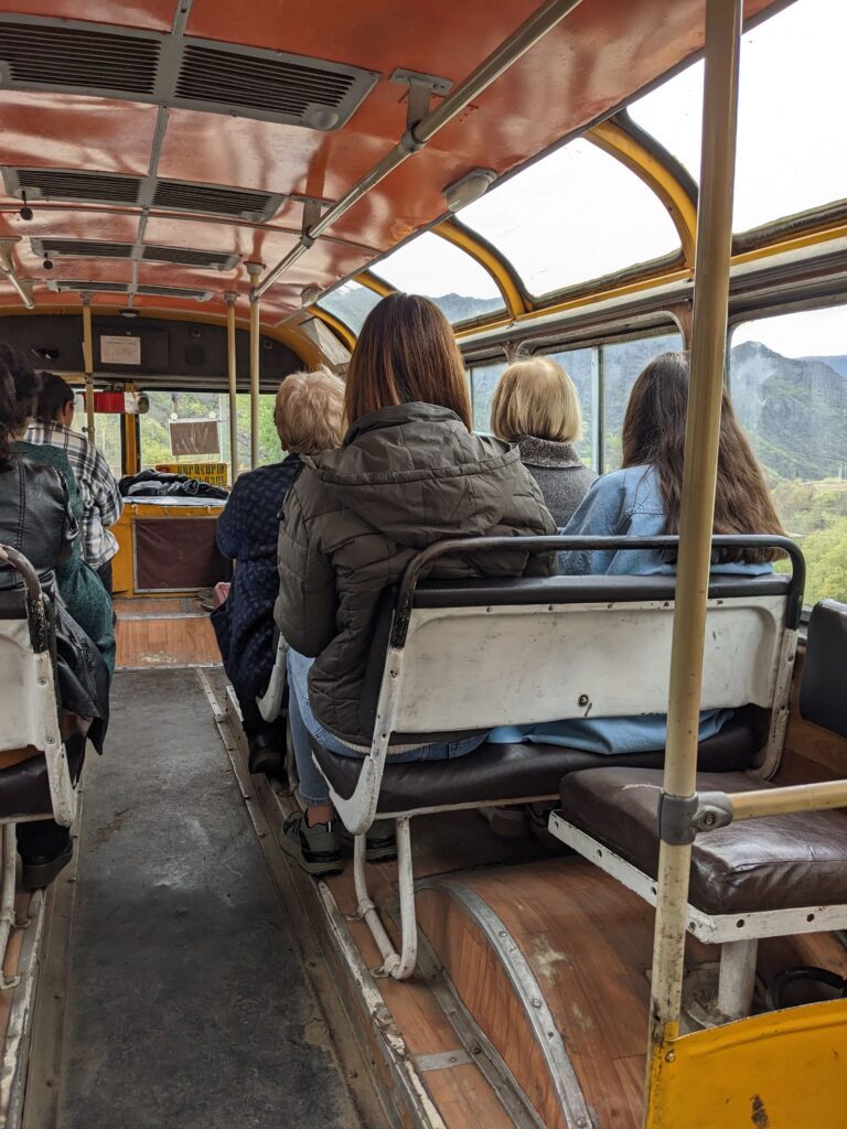 inside a Armenian public bus