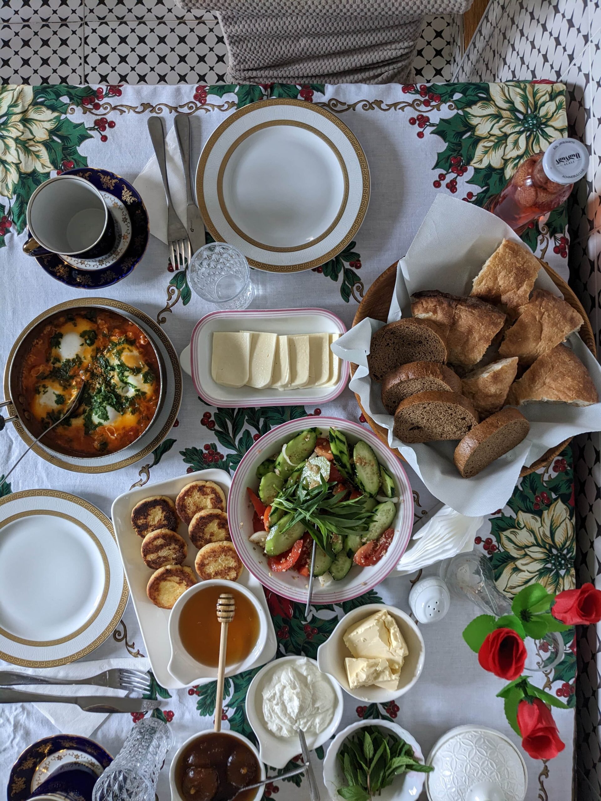 Melissa Guesthouse breakfast spread in Duisi