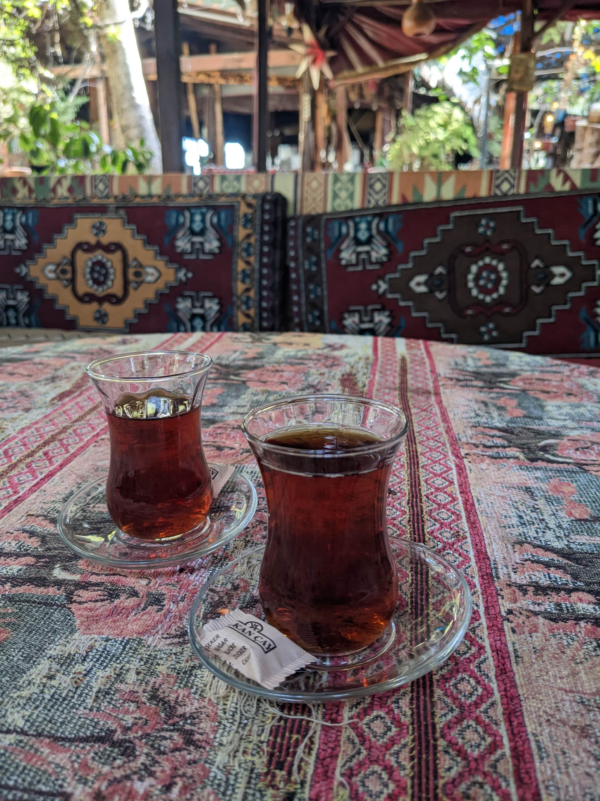 Turkish cay in tulip glasses, Ephesus. Turkish drinks