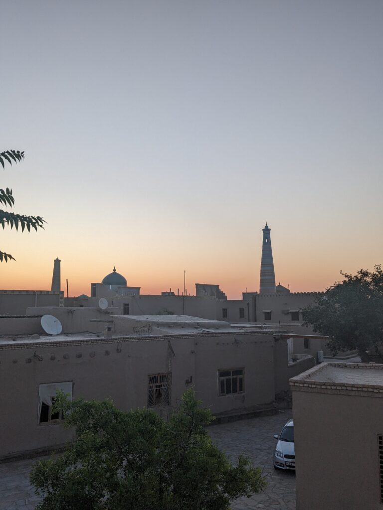 sunset view from Xiva Shahriston in Khiva