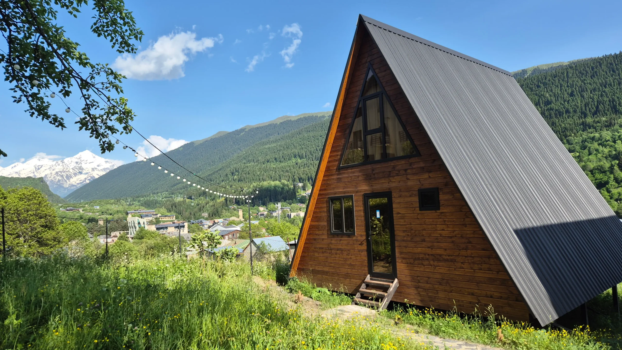 A frame cabin in Mestia an A frame wooden cabin in Mestia, Georgia