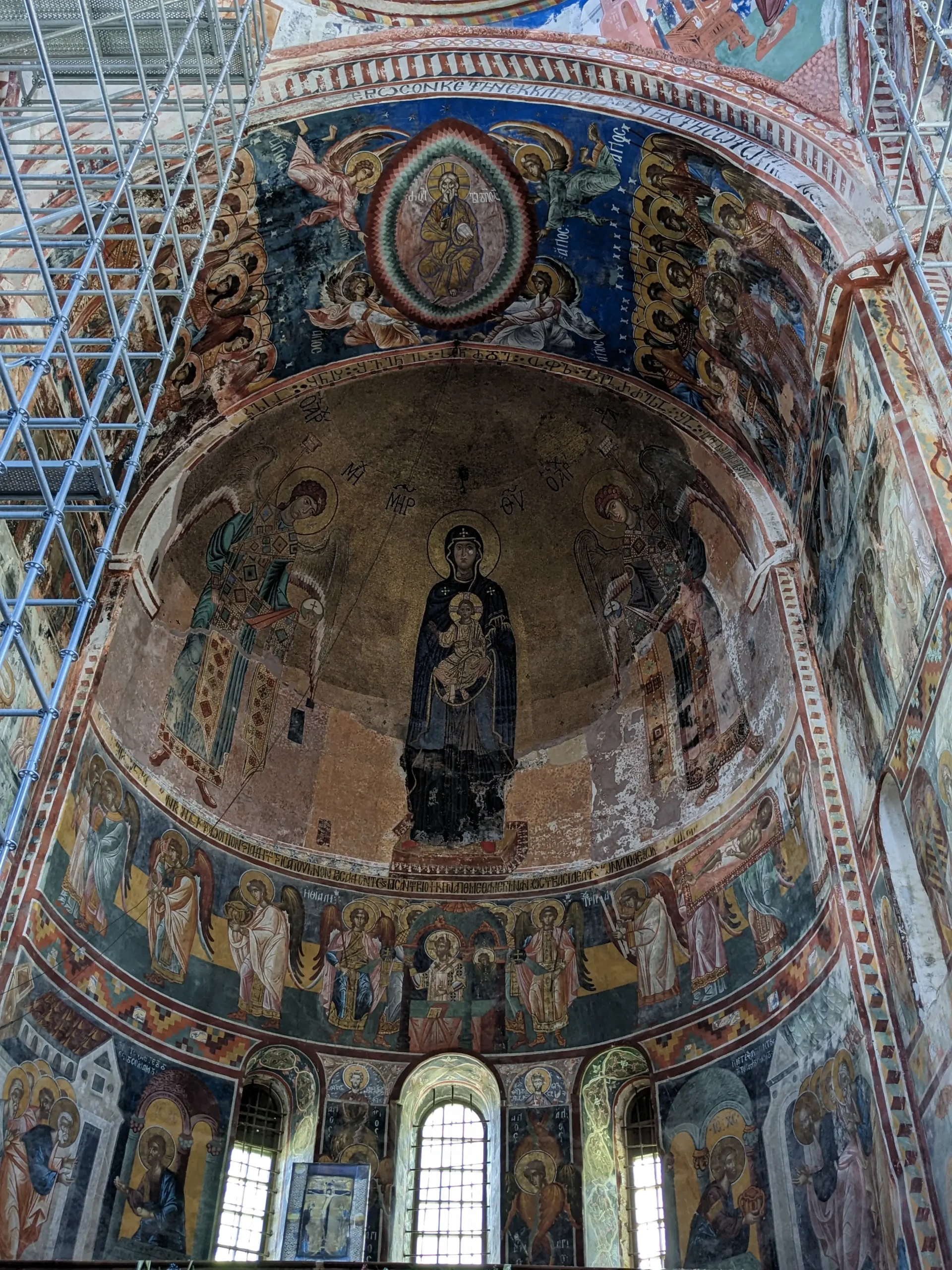 ancient religious artwork of the interior of Gelati Monastery, Georgia. How to get to Gelati Monastery 