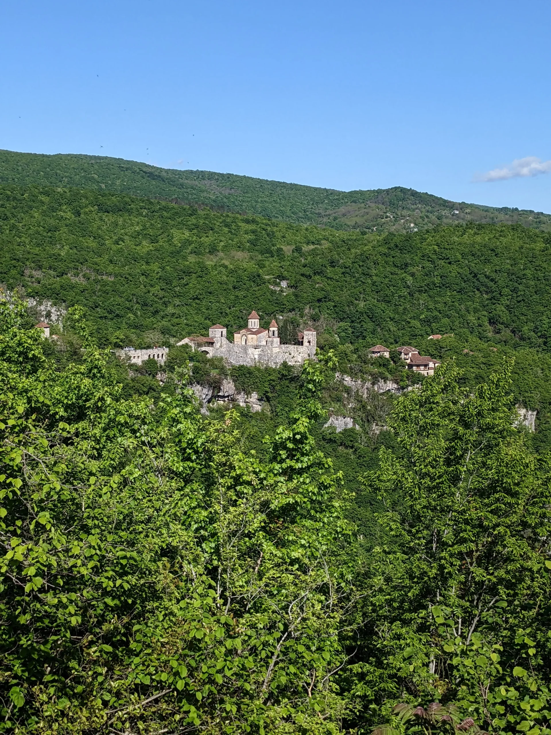 Motsameta Monastery, Kutaisi, surrounded by green forest