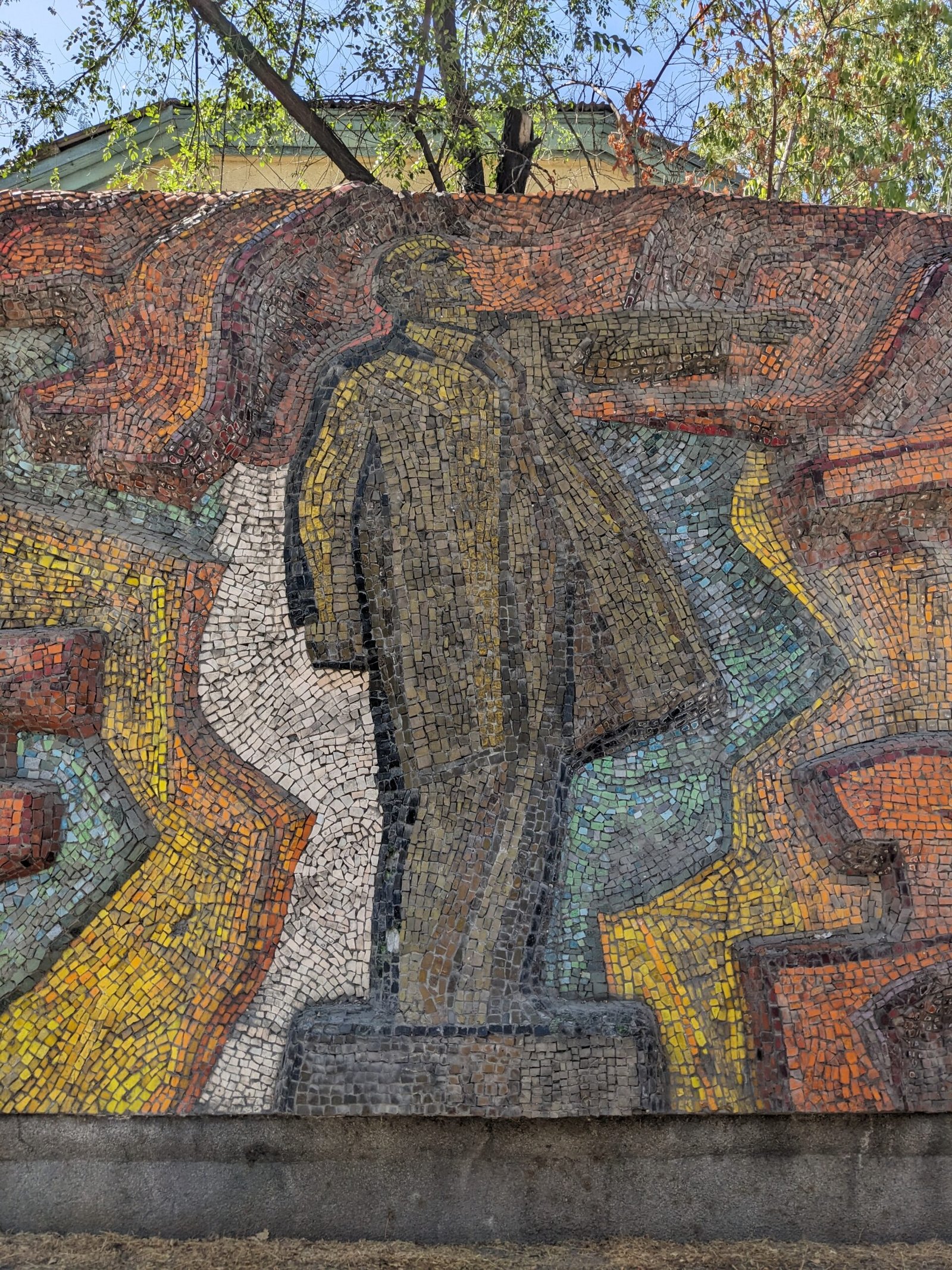 'Lenin is with us' Mosaic a colourful Soviet mosaic of Lenin pointing - Bishkek, Kyrgyzstan