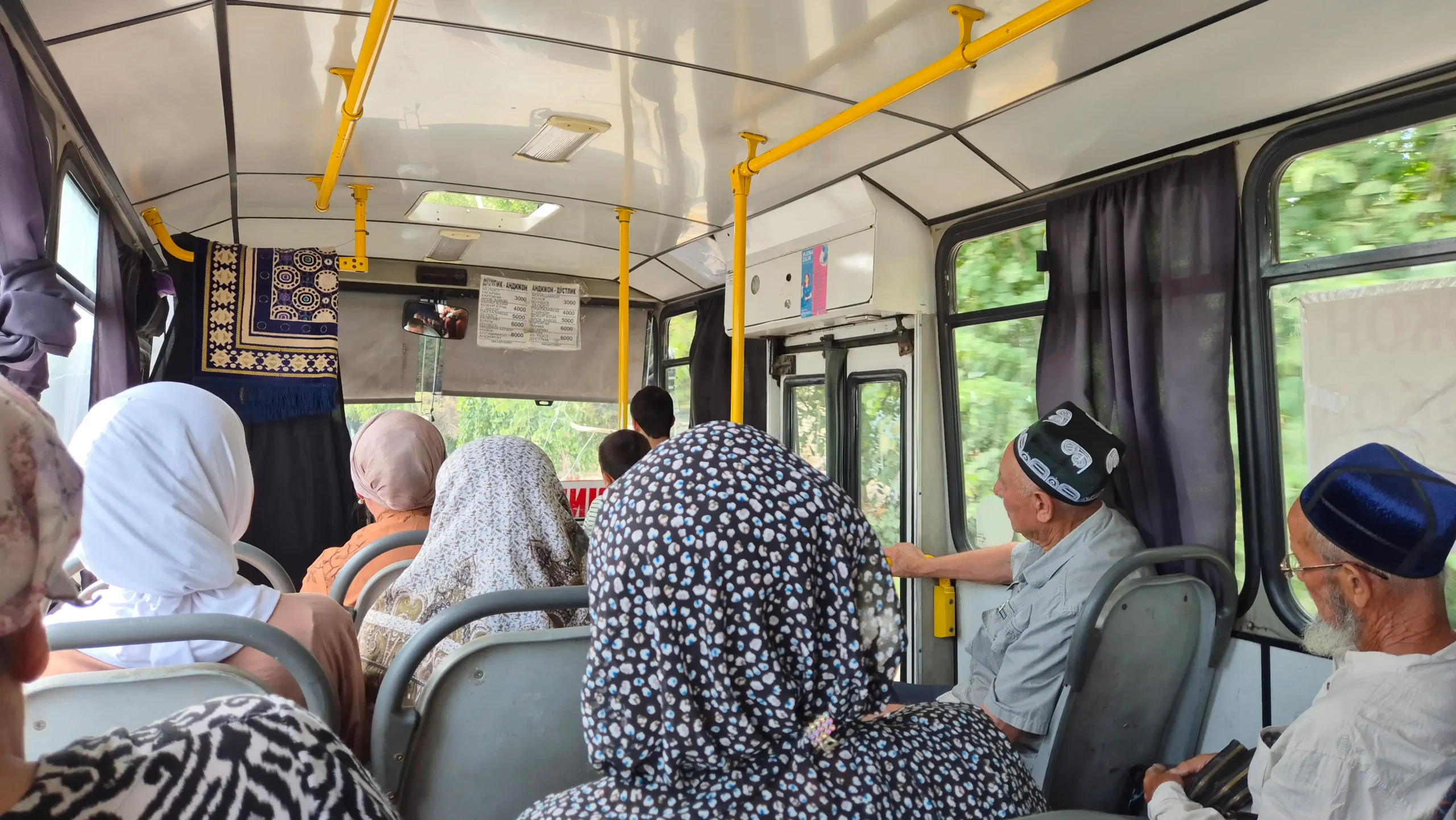 a bus full of people in Uzbekistan