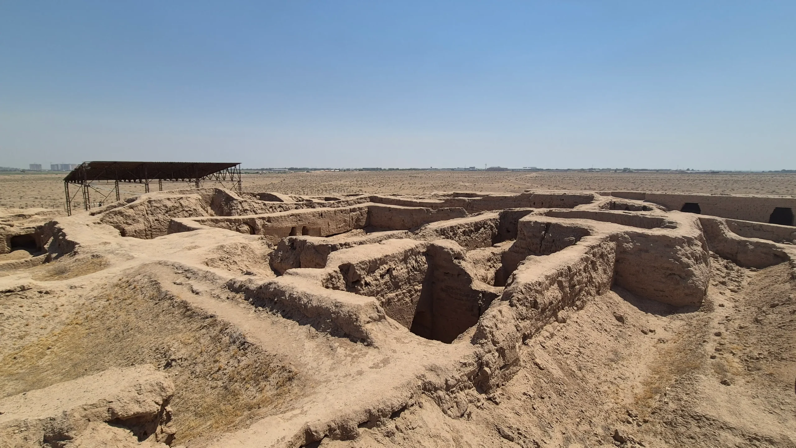 Karatepa ruins of an ancient Buddhist monastery in the desert of Termez, Uzbekistan