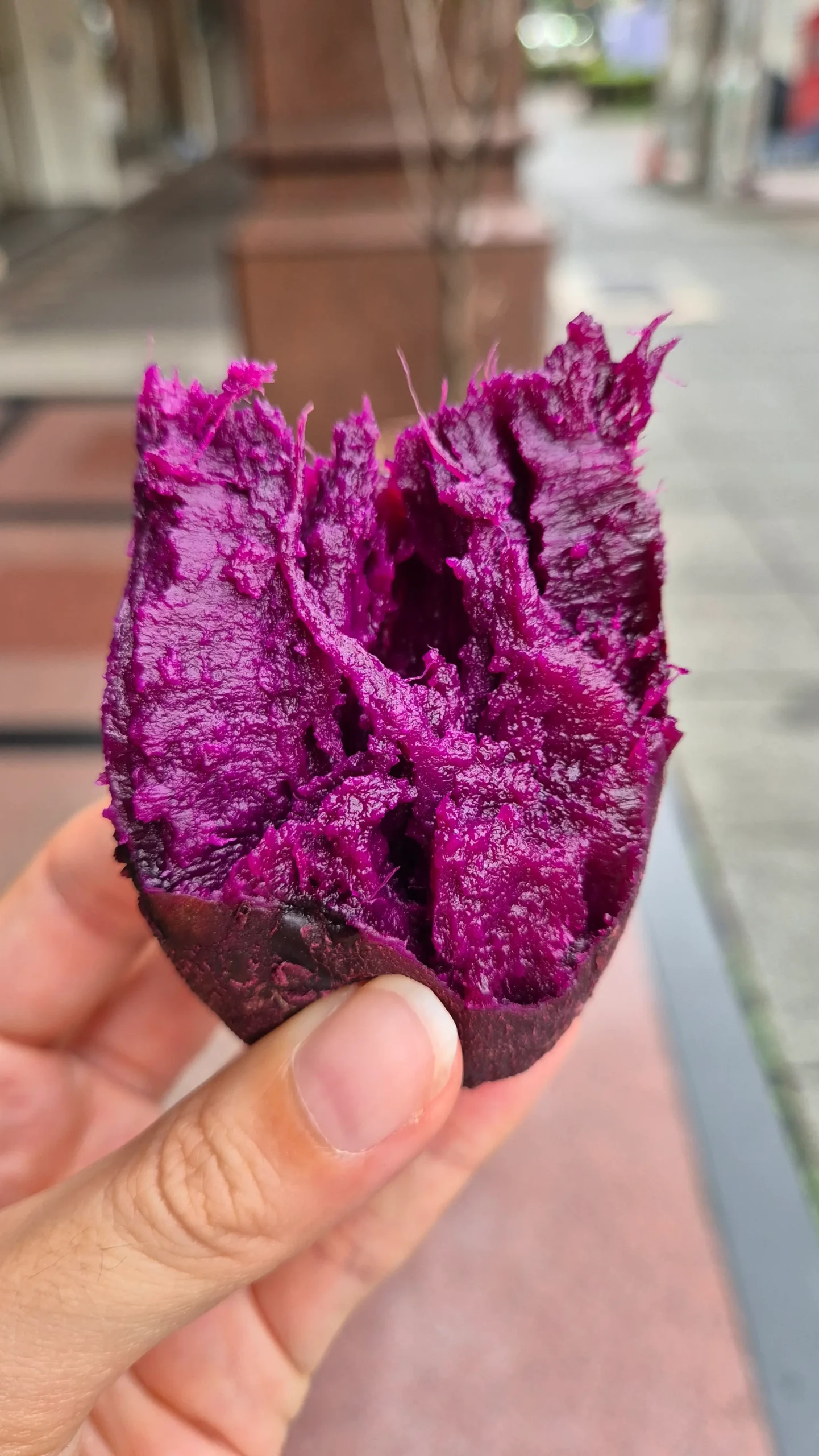 a bright purple roasted sweet potato in Taiwan