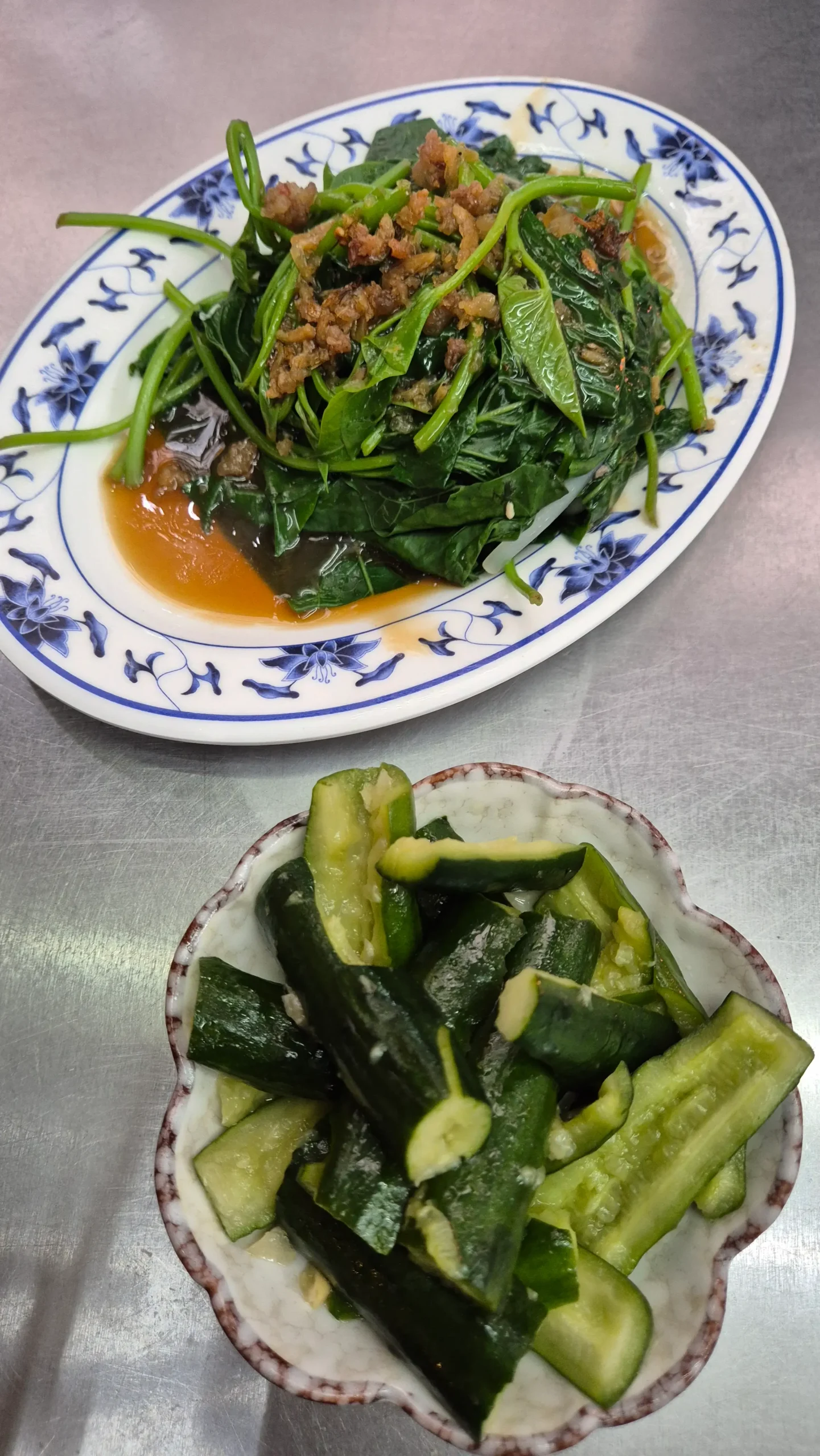 a plate of silted sweet potato greens
