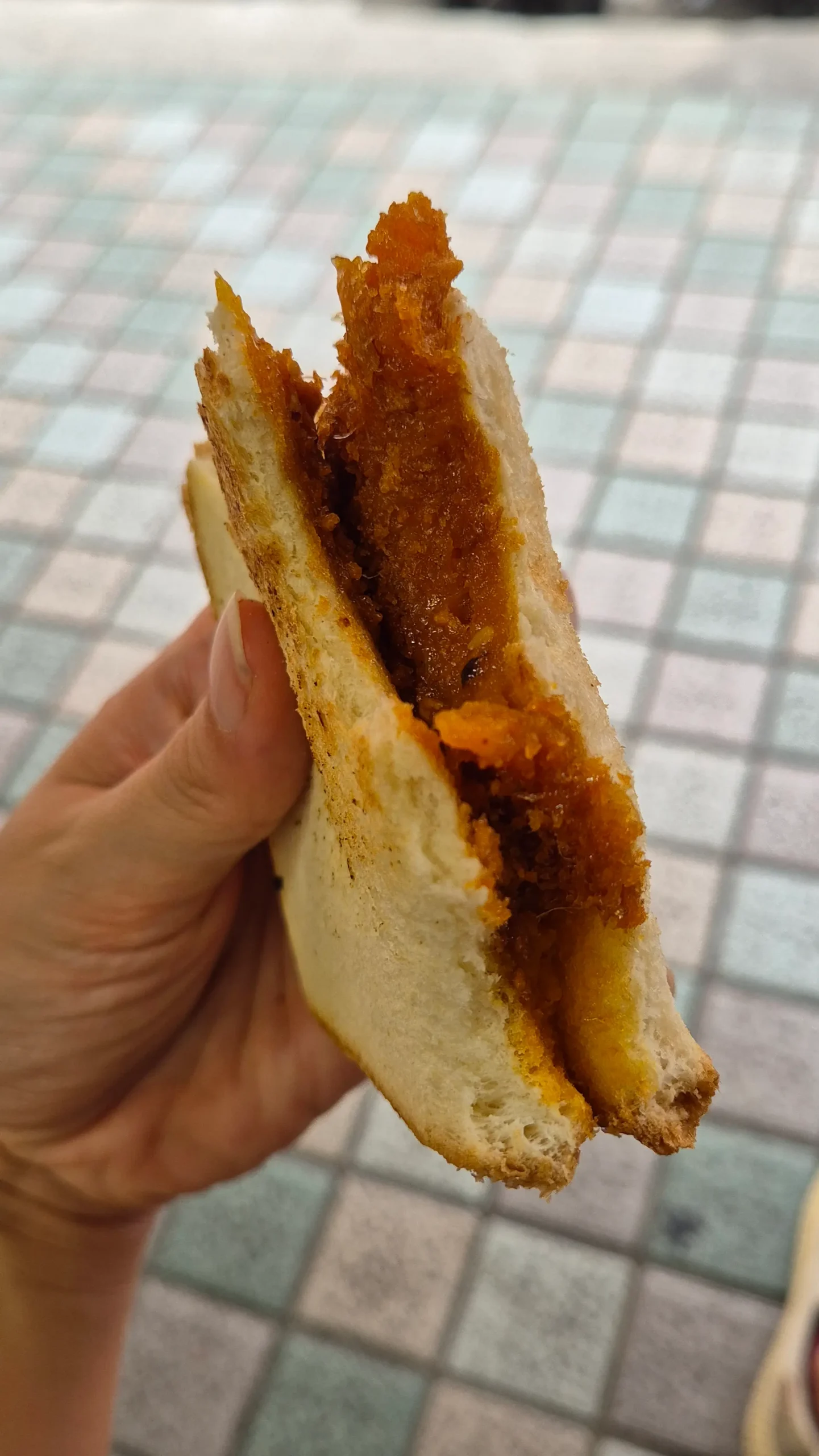 toasted bread spread with mashed sweet potato in Taipei