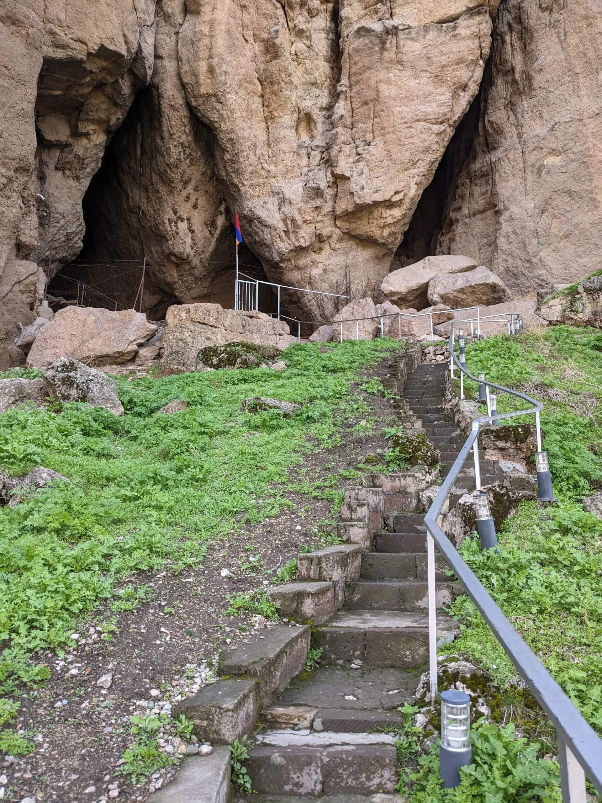 stairs lead to a cave where the oldest winery (Areni-1) is located in Armenia
