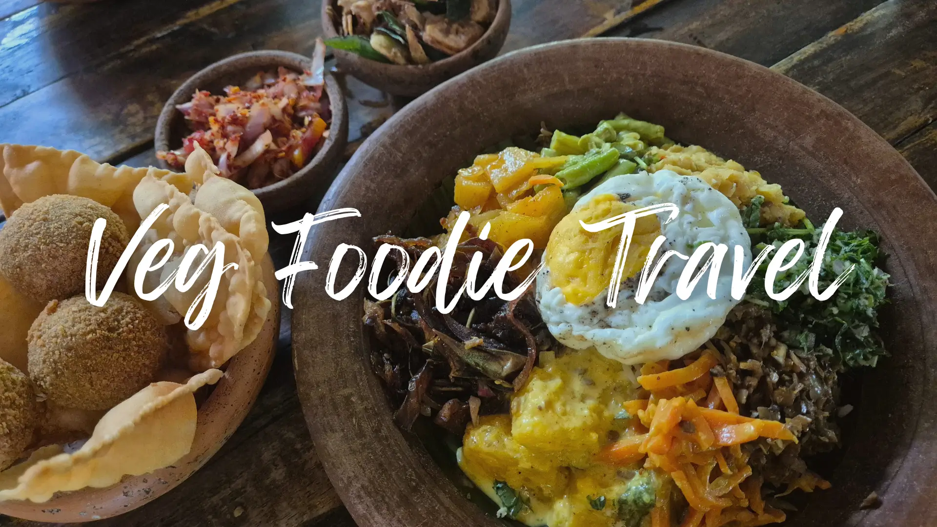 Food 26 a bowl of six Sri Lankan curries with rice, poppadoms and a fried egg - vegetarian food travel